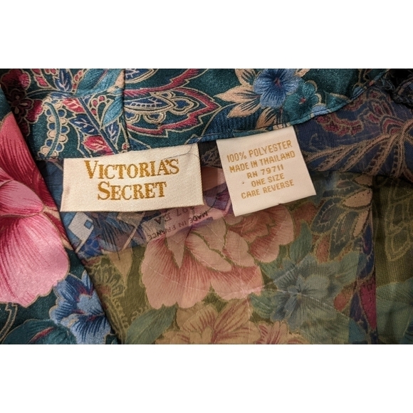 Victoria's Secret Vintage Gold Label Sheer Floral Kimono Robe with Sash - Picture 6 of 6